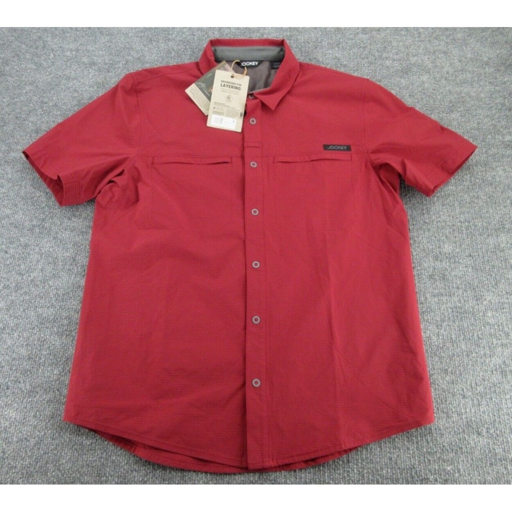 Jockey Mens Button Down Regular Fit NWT Red Outdoors Luke Bryan Shirt M